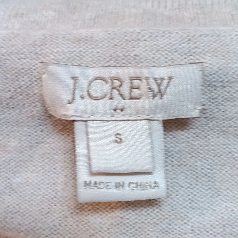 J. Crew Cream Fine Cotton Sweater with Blue Polka Dots